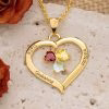 Personalized Heart Birthstone Necklace with Engraving