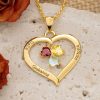 Personalized Heart Birthstone Necklace with Engraving
