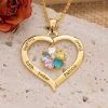 Personalized Heart Birthstone Necklace with Engraving