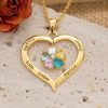 Personalized Heart Birthstone Necklace with Engraving