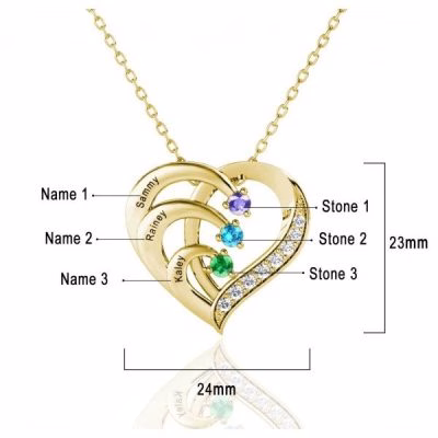Heart Birthstone Necklaces in 925 Sterling Silver