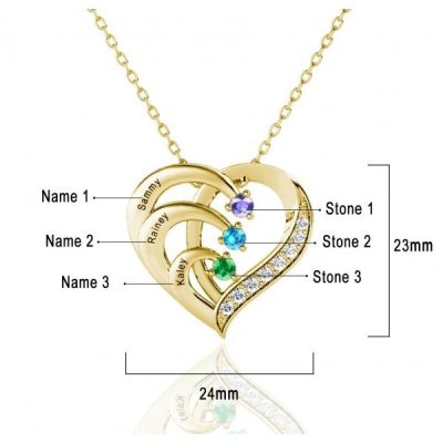 Heart Birthstone Necklaces in 925 Sterling Silver