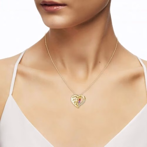 Heart Birthstone Necklaces in 925 Sterling Silver