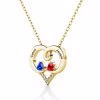 Forever Love Engraved Heart 2 Birthstone Necklace