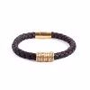 Personalized sterling silver men Single strand thick leather bracelet