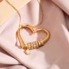 Custom Engraved Heart Pendant Necklace with Beads