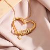 Custom Engraved Heart Pendant Necklace with Beads