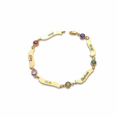 sterling silver 925 Name Bracelet Personalized With Birthstone