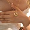 Custom Engraved Heart Pendant Necklace with Beads