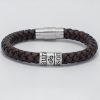 Personalized sterling silver men Single strand thick leather bracelet