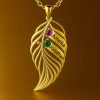 feather of the same lineage Engraved Family Birthstone Necklace