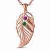 feather of the same lineage Engraved Family Birthstone Necklace