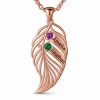 feather of the same lineage Engraved Family Birthstone Necklace
