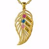 feather of the same lineage Engraved Family Birthstone Necklace