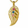 feather of the same lineage Engraved Family Birthstone Necklace