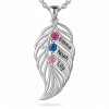 feather of the same lineage Engraved Family Birthstone Necklace