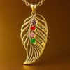 feather of the same lineage Engraved Family Birthstone Necklace