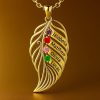 feather of the same lineage Engraved Family Birthstone Necklace