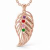 feather of the same lineage Engraved Family Birthstone Necklace