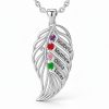 feather of the same lineage Engraved Family Birthstone Necklace