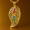 feather of the same lineage Engraved Family Birthstone Necklace