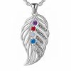 feather of the same lineage Engraved Family Birthstone Necklace