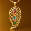 feather of the same lineage Engraved Family Birthstone Necklace
