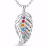 feather of the same lineage Engraved Family Birthstone Necklace