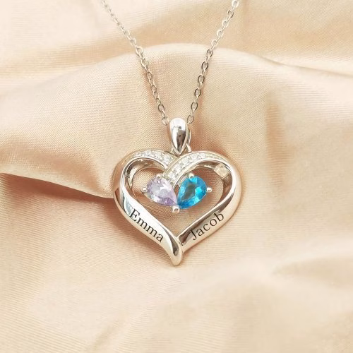 Forever Together Engraved Birthstone Necklace