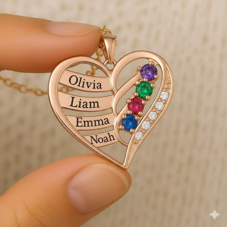 Personalized New artwork 925 Silver Family Necklace