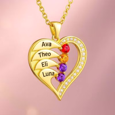 Newest Heart Birthstone Necklaces in 925 Sterling Silver