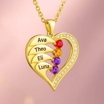 Newest Heart Birthstone Necklaces in 925 Sterling Silver