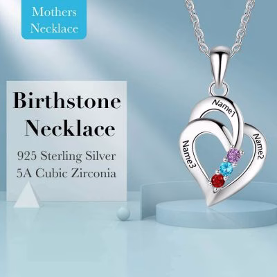 Pendant Relationship Heart Name Necklace for 3 Meaningful Necklace for Women