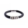 Personalized sterling silver men Single strand thick leather bracelet