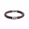 Personalized sterling silver men Single strand thick leather bracelet