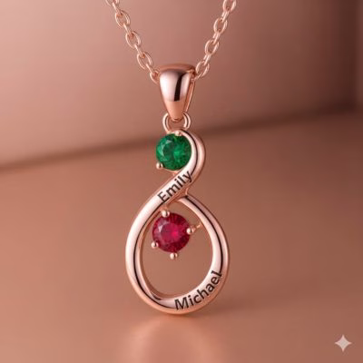 Eternal Bond – Personalized Infinity Birthstone Necklace