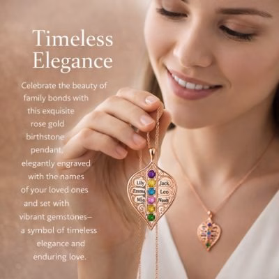 Eternal Family Bond Personalized birthstone  Family Name  necklace