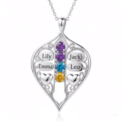 Eternal Family Bond Personalized birthstone  Family Name  necklace