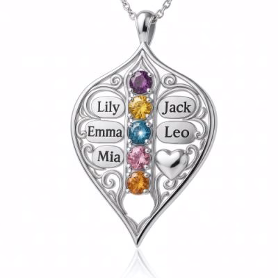 Eternal Family Bond Personalized birthstone  Family Name  necklace