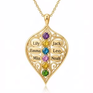 Eternal Family Bond Personalized birthstone  Family Name  necklace
