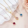 Personalized Heart Birthstone Pendant Necklace with Name Dainty Jewelry