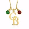Personalized Two-Initial Necklace with Birthstones
