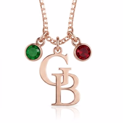 Personalized Two-Initial Necklace with Birthstones