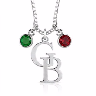 Personalized Two-Initial Necklace with Birthstones