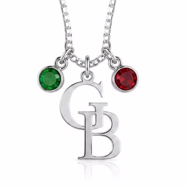 Personalized Two-Initial Necklace with Birthstones