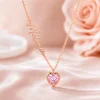 Personalized Heart Birthstone Pendant Necklace with Name Dainty Jewelry